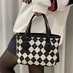 Argyle Block Crossbody Bag Double Handle Shoulder Handbag