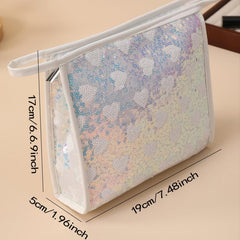 Sequins Heart Purse For Women Mini Zipper Square Clutch Bag
