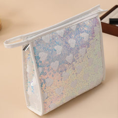 Sequins Heart Purse For Women Mini Zipper Square Clutch Bag