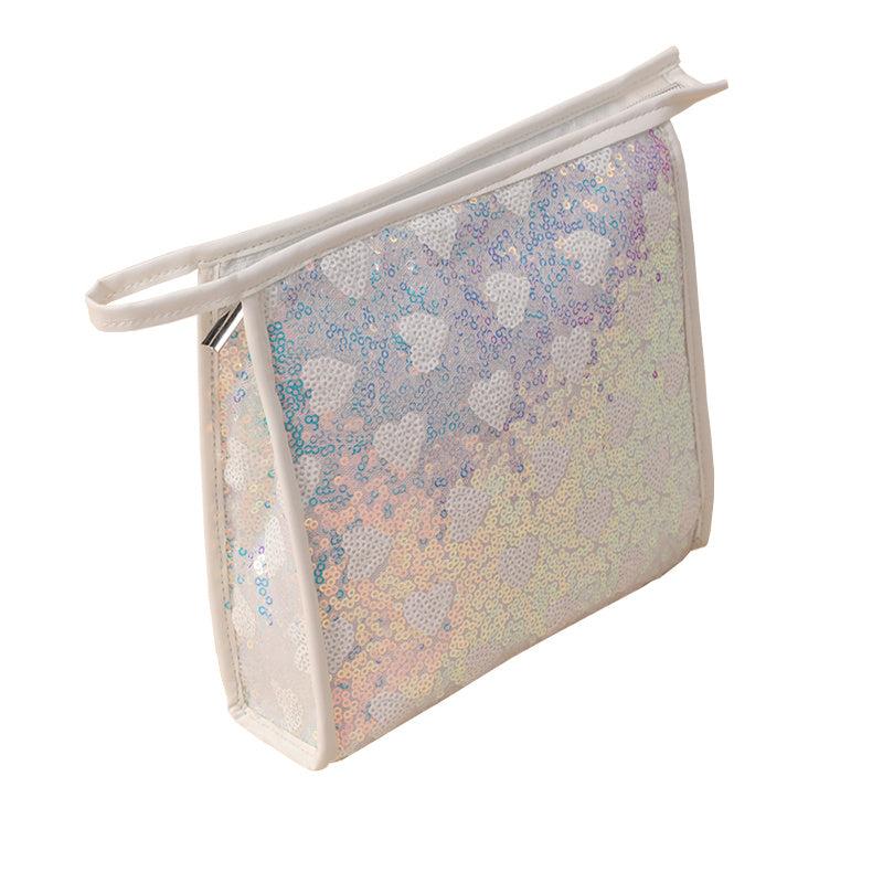 Sequins Heart Purse For Women Mini Zipper Square Clutch Bag