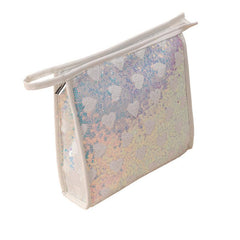 Sequins Heart Purse For Women Mini Zipper Square Clutch Bag
