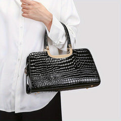 Crocodile Pattern Tote Bag Large Capacity Top Handle Satchel Purse