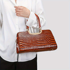 Crocodile Pattern Tote Bag Large Capacity Top Handle Satchel Purse