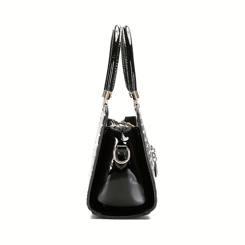 Crocodile Pattern Tote Bag Large Capacity Top Handle Satchel Purse