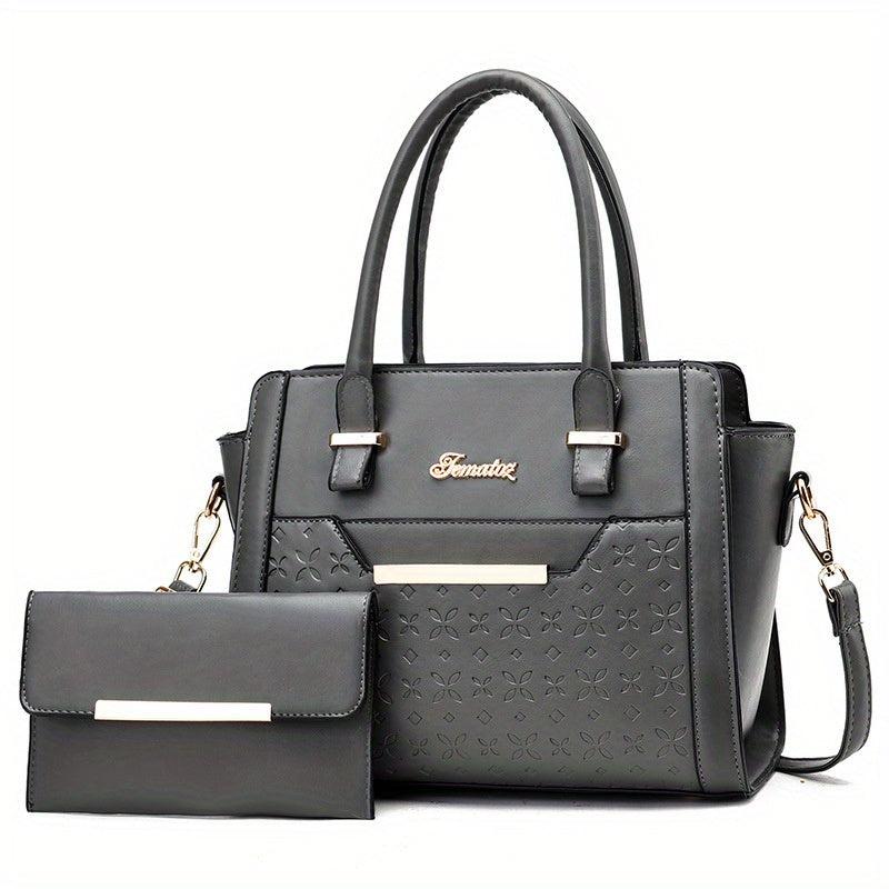 Minimalist Solid Bag Sets All Match Tote Bag With Clutch Pouch