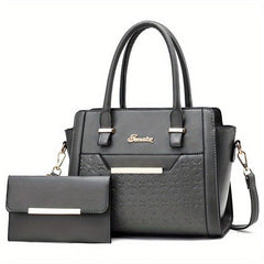 Minimalist Solid Bag Sets All Match Tote Bag With Clutch Pouch