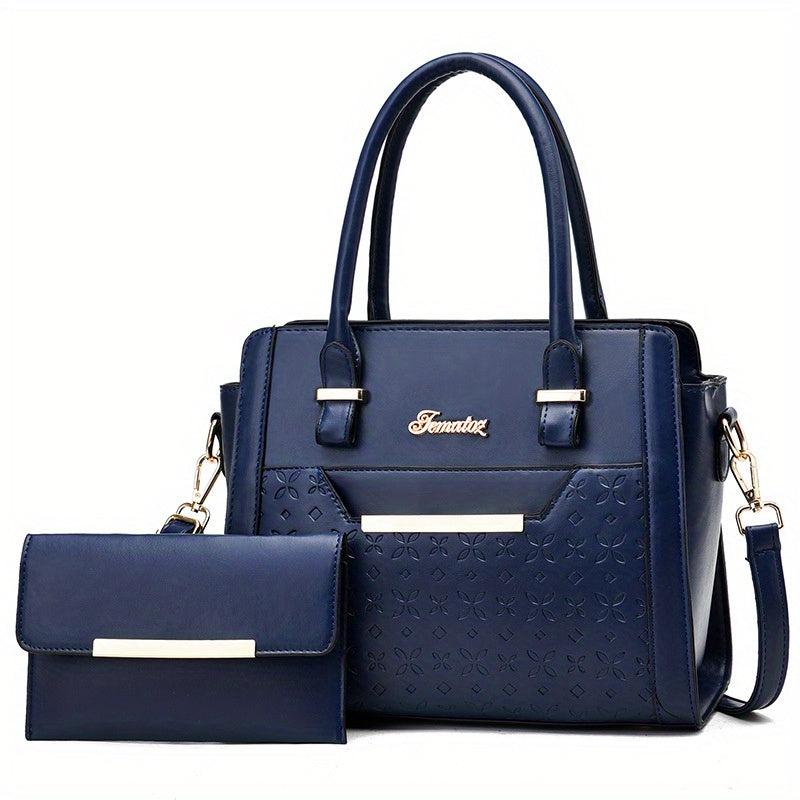 Minimalist Solid Bag Sets All Match Tote Bag With Clutch Pouch