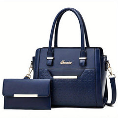 Minimalist Solid Bag Sets All Match Tote Bag With Clutch Pouch