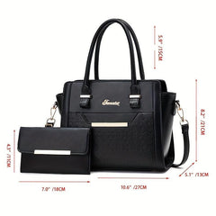 Minimalist Solid Bag Sets All Match Tote Bag With Clutch Pouch