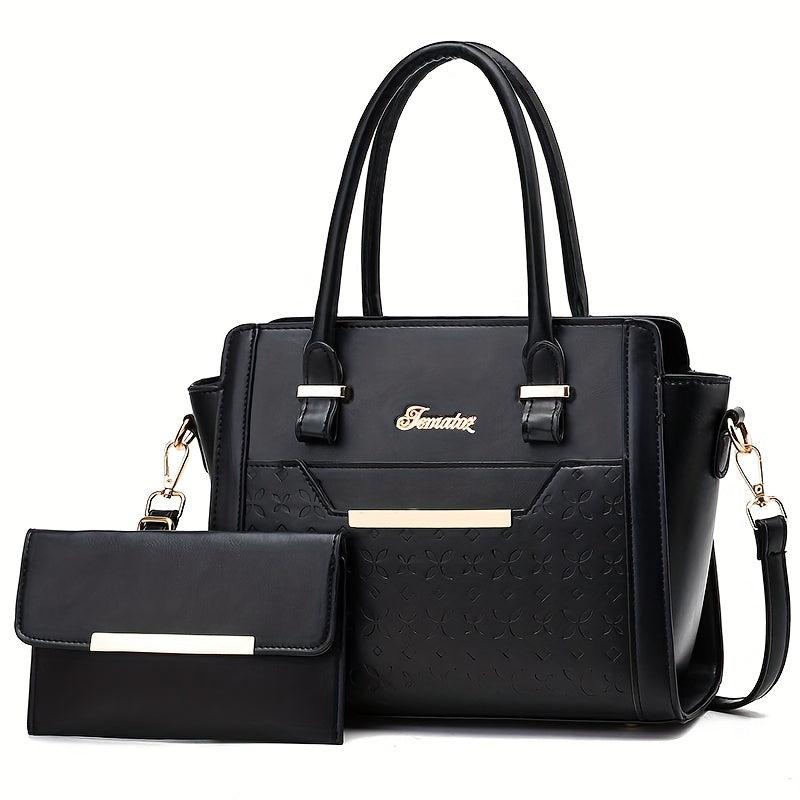 Minimalist Solid Bag Sets All Match Tote Bag With Clutch Pouch
