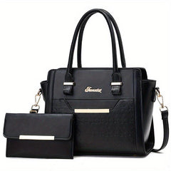 Minimalist Solid Bag Sets All Match Tote Bag With Clutch Pouch