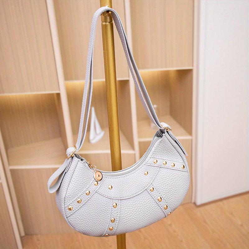 Rivets Decor Baguette Bag Underarm Bag