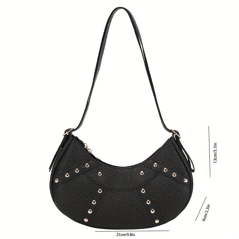 Rivets Decor Baguette Bag Underarm Bag