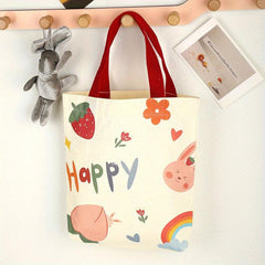 Cartoon Fruit Animal Handbag Canvas Lunch Box Bag for Shopping