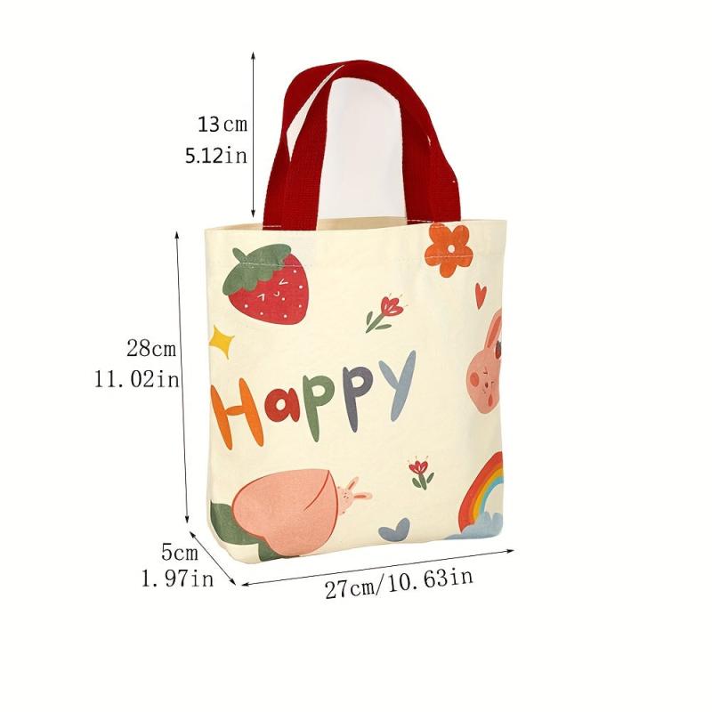 Cartoon Fruit Animal Handbag Canvas Lunch Box Bag for Shopping