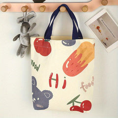 Cartoon Fruit Animal Handbag Canvas Lunch Box Bag for Shopping