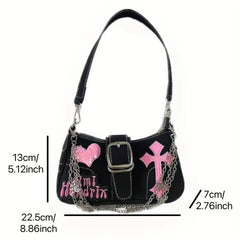 Y2K Girl Crossbody Bag Punk Rock Chain Shoulder Portable Storage Bag
