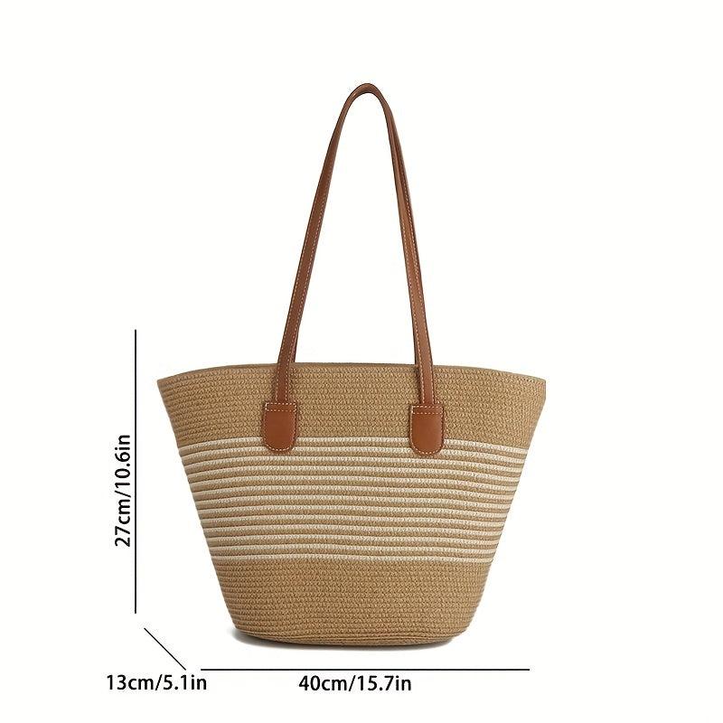 Boho Woven Tote Bag Straw Shoulder Bag for Women