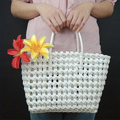 Beach Bag PVC Handbag Waterproof Hollow Out Woven Summer Travel