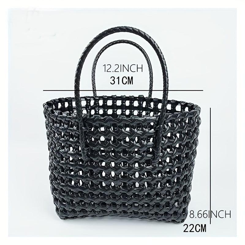 Beach Bag PVC Handbag Waterproof Hollow Out Woven Summer Travel
