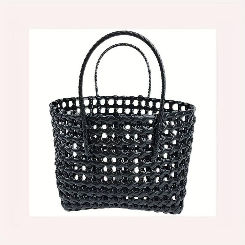 Beach Bag PVC Handbag Waterproof Hollow Out Woven Summer Travel