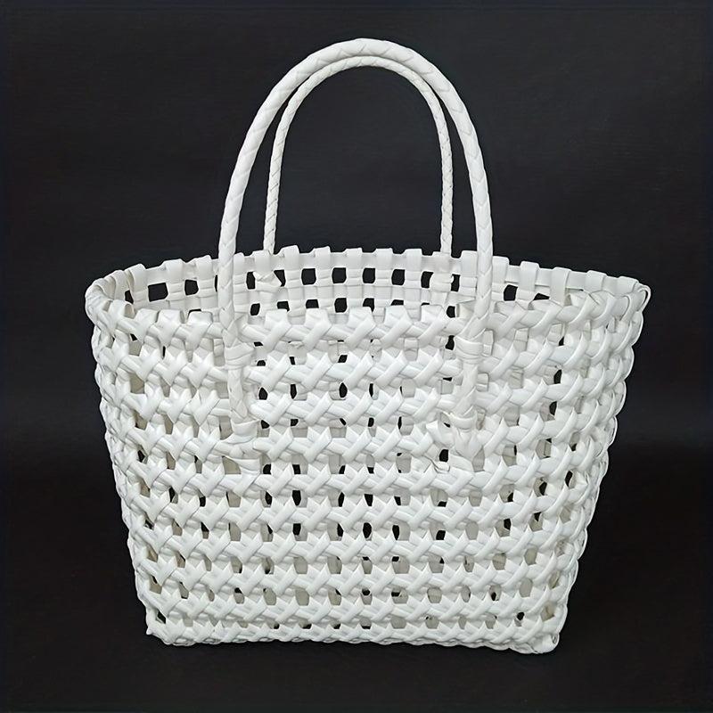 Beach Bag PVC Handbag Waterproof Hollow Out Woven Summer Travel