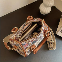 Bear Pattern Small Boston Crossbody Bag Women's Satchel Purse