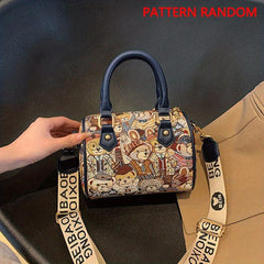 Bear Pattern Small Boston Crossbody Bag Women's Satchel Purse