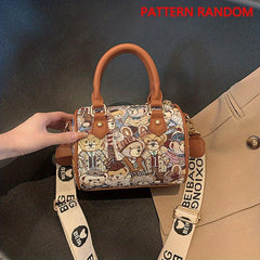 Bear Pattern Small Boston Crossbody Bag Women's Satchel Purse