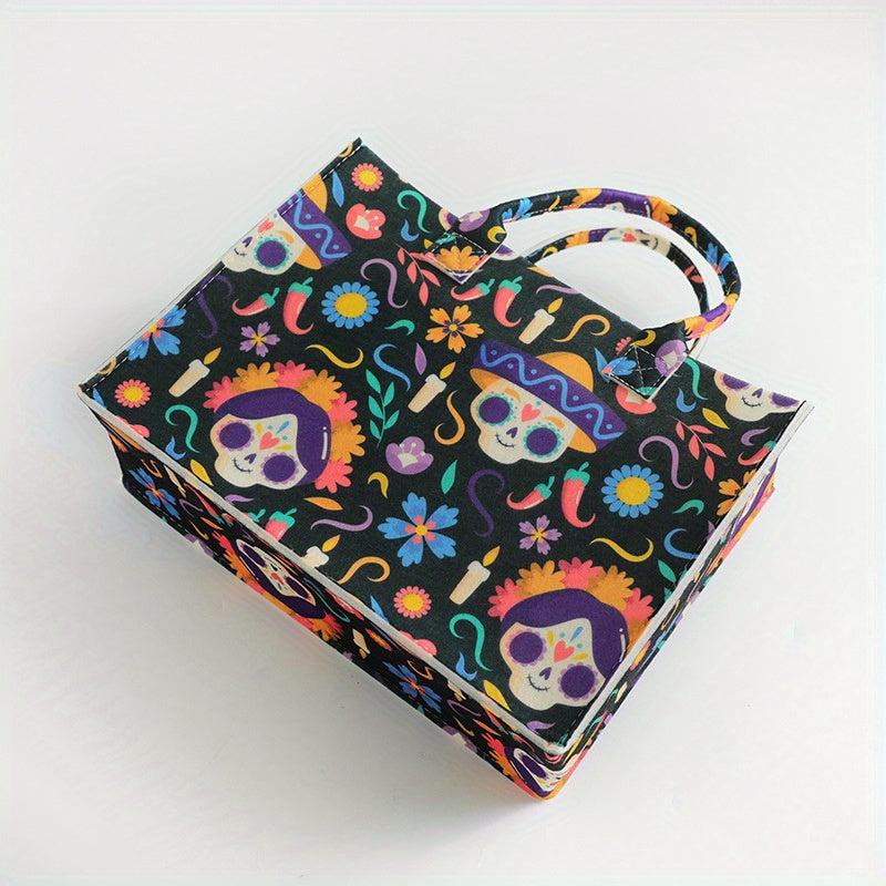 Halloween Party Gift Bag Ghost Skull Print Tote Bag Pumpkin Devil Candy Bag