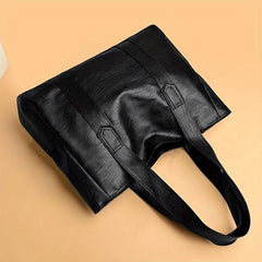 Durable Shoulder Bag Large Capacity Zipper PU Leather Handbag