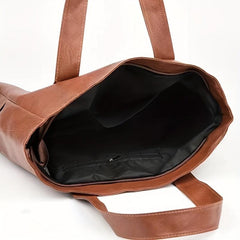 Durable Shoulder Bag Large Capacity Zipper PU Leather Handbag