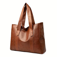 Durable Shoulder Bag Large Capacity Zipper PU Leather Handbag
