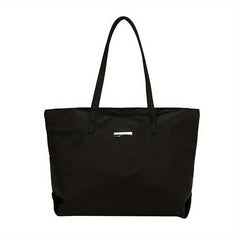 Large Capacity Casual Shoulder Bag Portable Tote Bag Solid Zipper Handbag