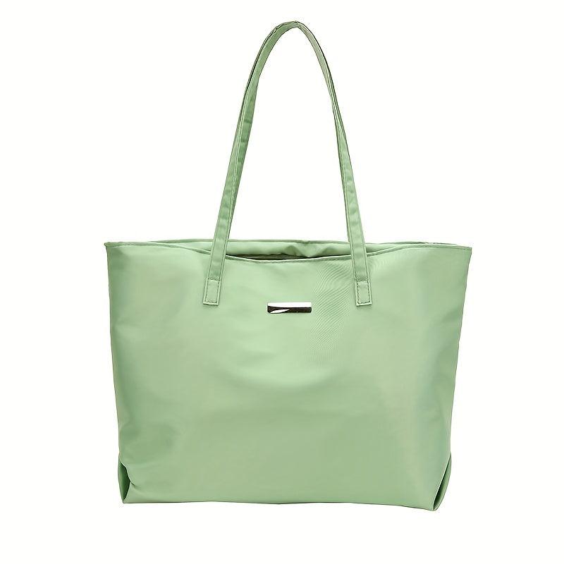 Large Capacity Casual Shoulder Bag Portable Tote Bag Solid Zipper Handbag