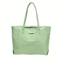 Large Capacity Casual Shoulder Bag Portable Tote Bag Solid Zipper Handbag