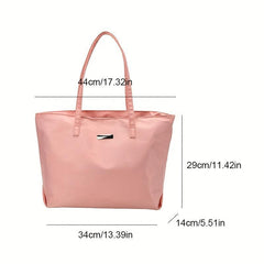 Large Capacity Casual Shoulder Bag Portable Tote Bag Solid Zipper Handbag