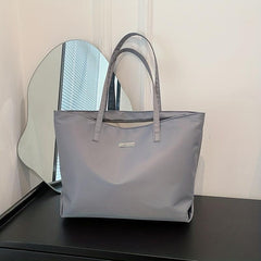 Large Capacity Casual Shoulder Bag Portable Tote Bag Solid Zipper Handbag