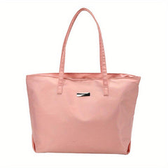 Large Capacity Casual Shoulder Bag Portable Tote Bag Solid Zipper Handbag