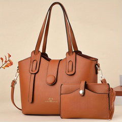 Classic Solid Shoulder Bag & Clutch Pouch Combo for Work