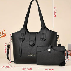Classic Solid Shoulder Bag & Clutch Pouch Combo for Work