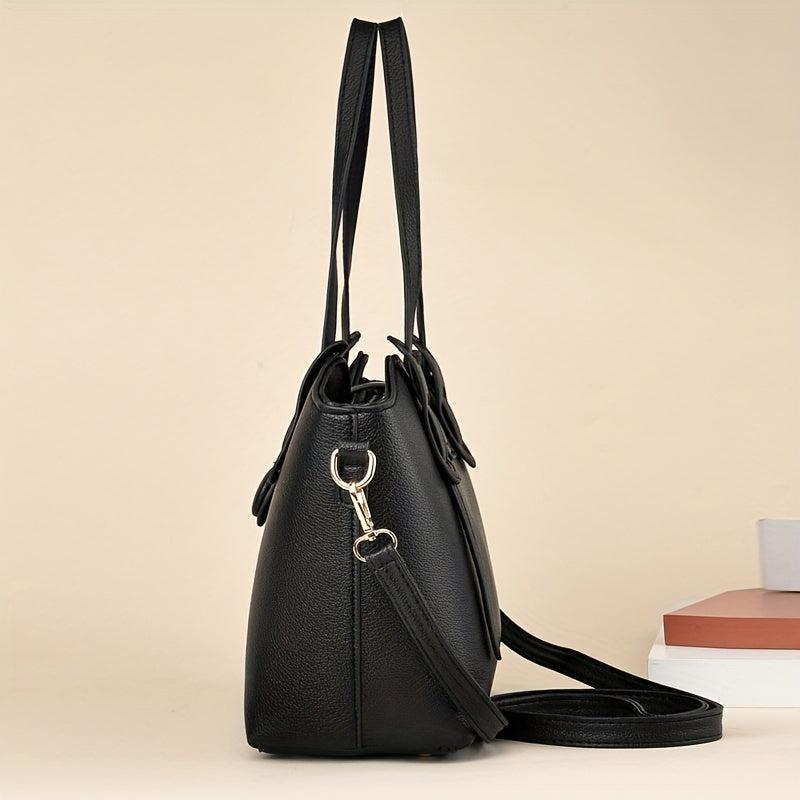 Classic Solid Shoulder Bag & Clutch Pouch Combo for Work