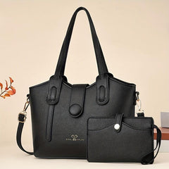 Classic Solid Shoulder Bag & Clutch Pouch Combo for Work