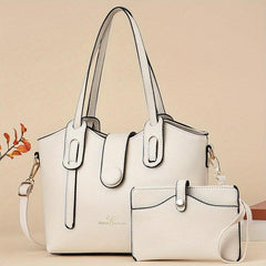 Classic Solid Shoulder Bag & Clutch Pouch Combo for Work