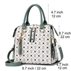 Vintage Printed Tote Bag Women Tassel Crossbody Top Handle Purse