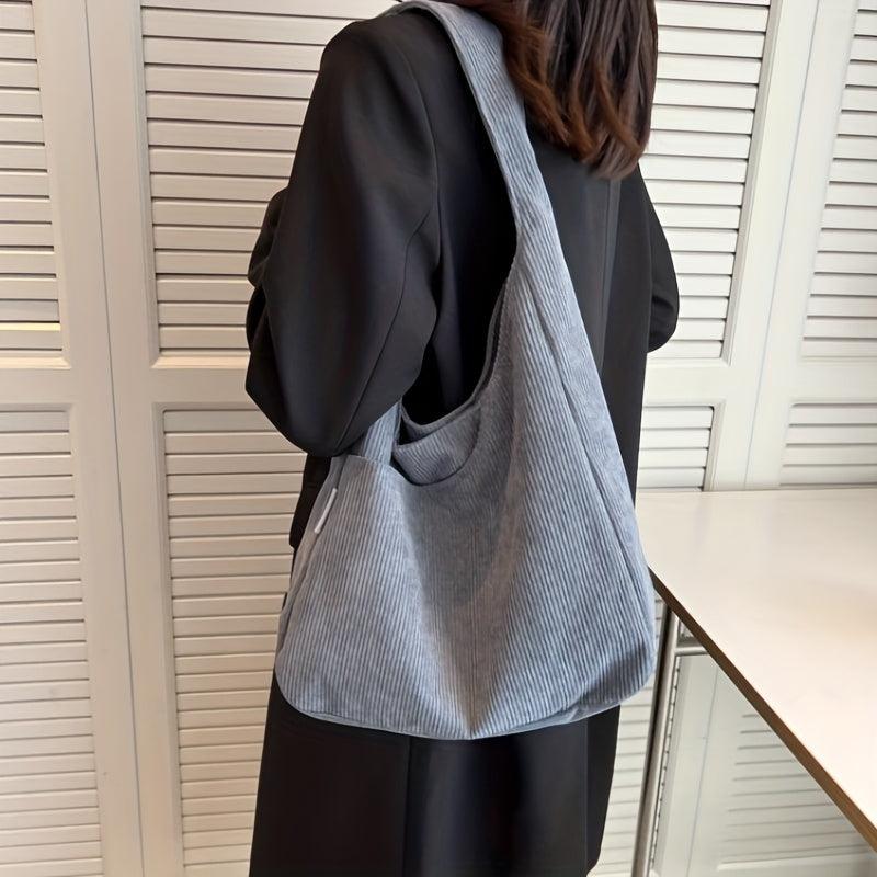 Corduroy Shoulder Bag Large Capacity Tote Bag Casual Hobo Bag