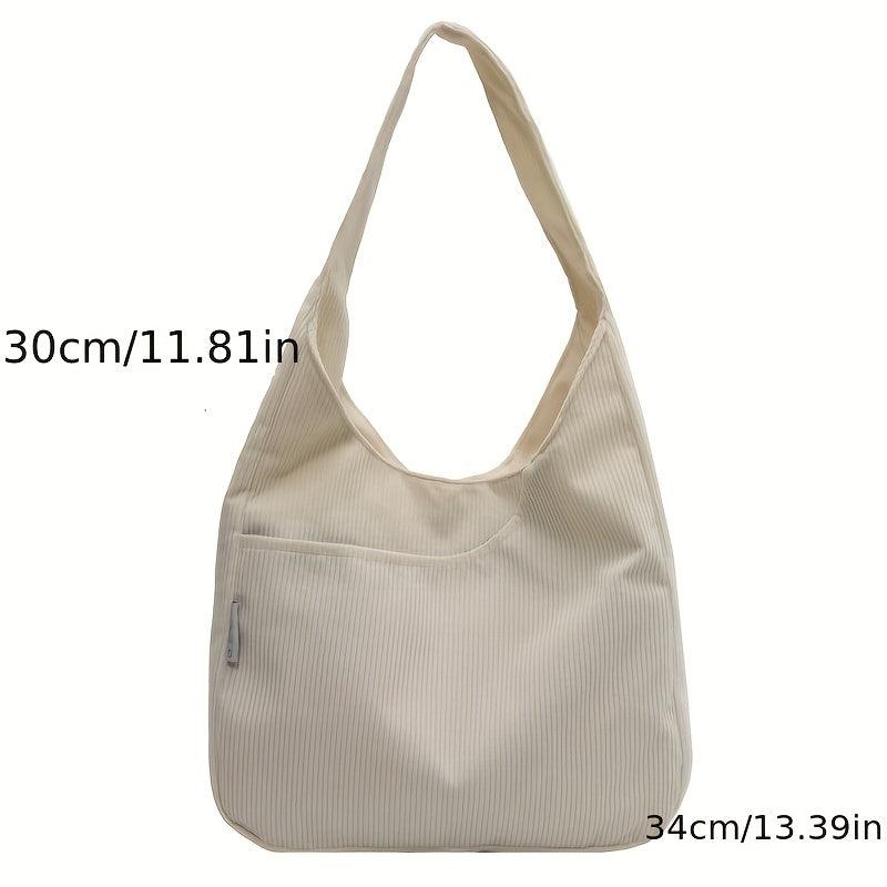 Corduroy Shoulder Bag Large Capacity Tote Bag Casual Hobo Bag