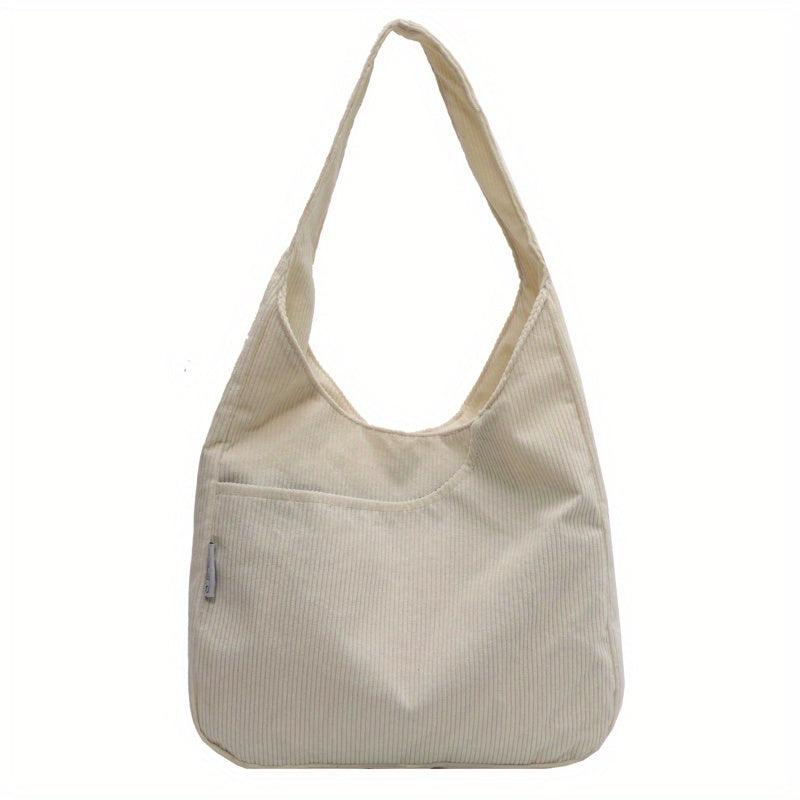 Corduroy Shoulder Bag Large Capacity Tote Bag Casual Hobo Bag