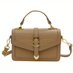 Stone Pattern Crossbody Satchel Bag PU Leather Textured Bag