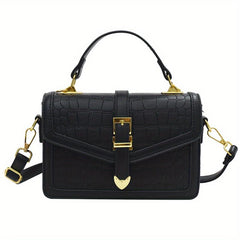Stone Pattern Crossbody Satchel Bag PU Leather Textured Bag